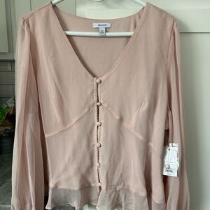 Nine West Blush V-Neck Blouse